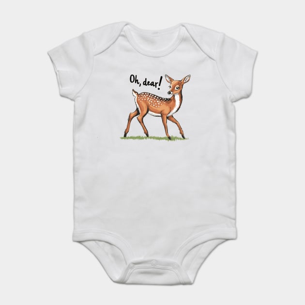 Cute Deer saying Oh, dear Baby Bodysuit by Vinokurio